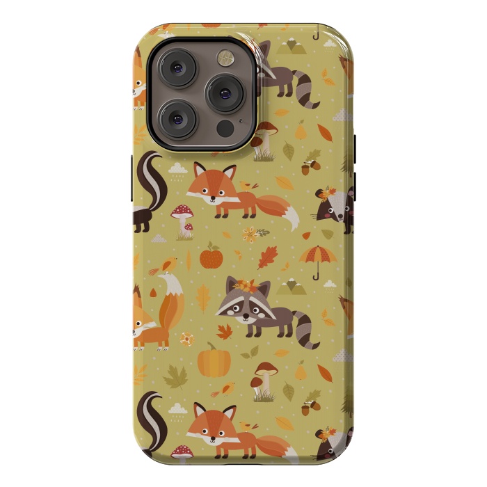 iPhone 14 Pro max StrongFit Red Fox And Raccoon In Autumn by ArtsCase