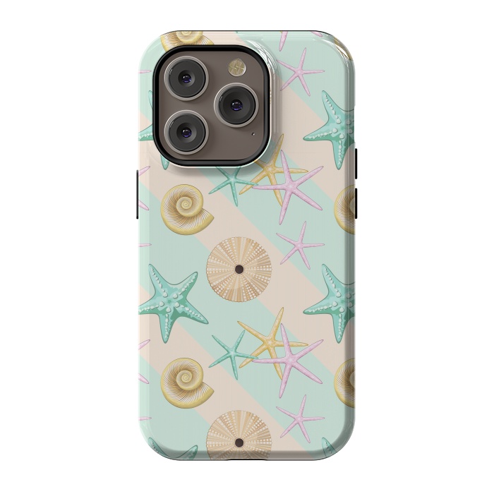 iPhone 14 Pro StrongFit Seashells and starfish Beach Summer Pattern by BluedarkArt