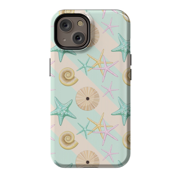 iPhone 14 StrongFit Seashells and starfish Beach Summer Pattern by BluedarkArt