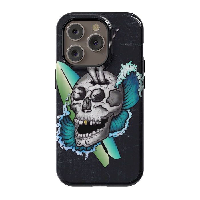 iPhone 14 Pro StrongFit Surfs Up Skull by Gringoface Designs