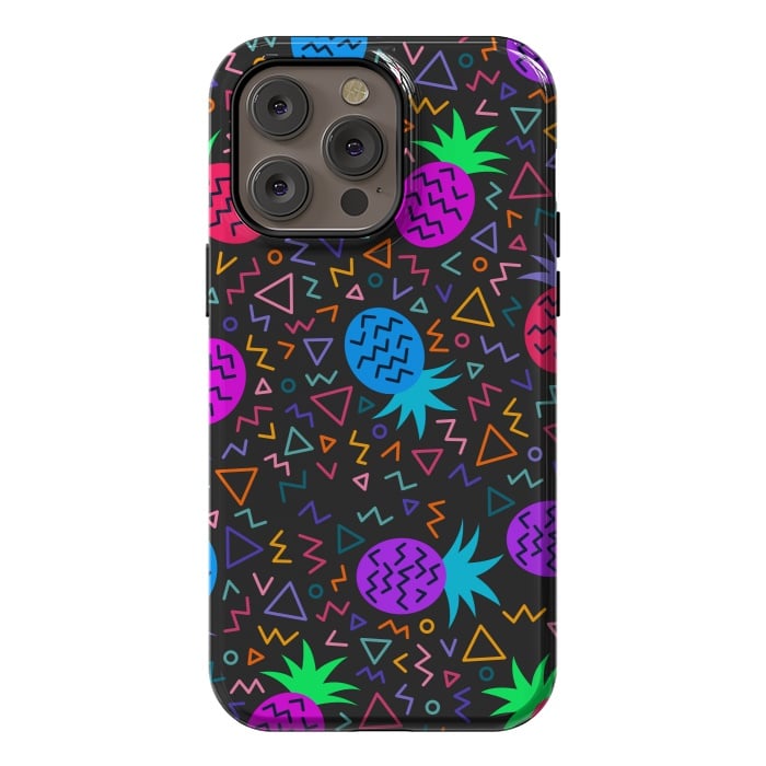 iPhone 14 Pro max StrongFit pineapples in neon for summer by ArtsCase