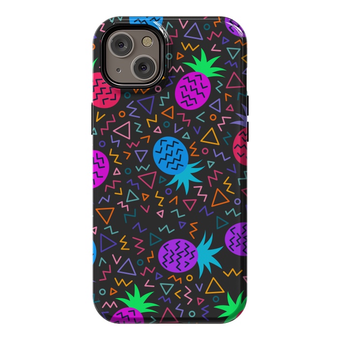 iPhone 14 Plus StrongFit pineapples in neon for summer by ArtsCase