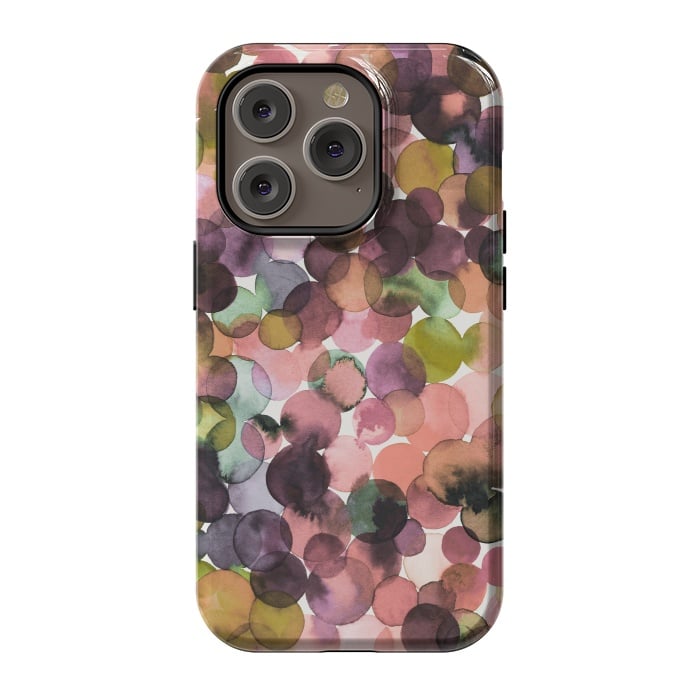iPhone 14 Pro StrongFit Overlapped Watercolor Pale Dots by Ninola Design