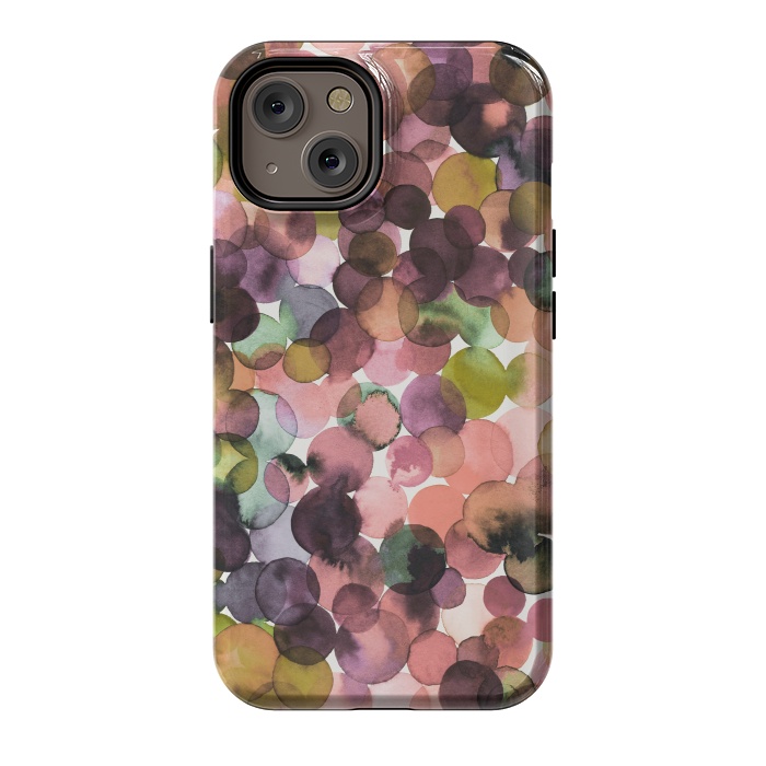 iPhone 14 StrongFit Overlapped Watercolor Pale Dots by Ninola Design