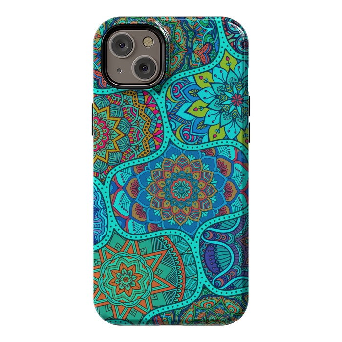 iPhone 14 Plus StrongFit Modern Mandalas In Blue And Green by ArtsCase