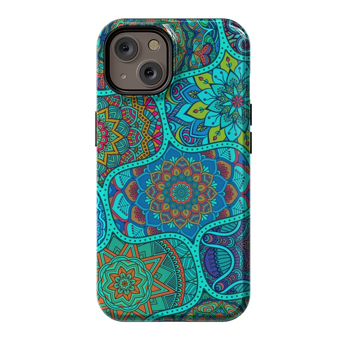 iPhone 14 StrongFit Modern Mandalas In Blue And Green by ArtsCase