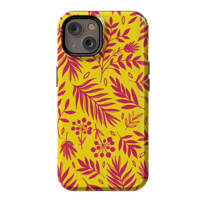 iPhone 14 StrongFit PINK YELLOW FLORAL PATTERN by MALLIKA