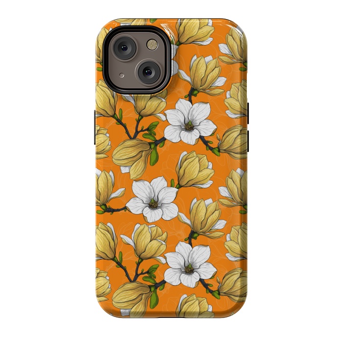 iPhone 14 StrongFit Magnolia garden orange by Katerina Kirilova