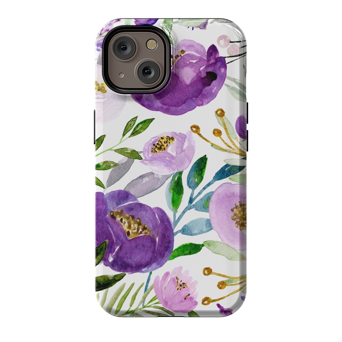 iPhone 14 StrongFit Whimsical Ultraviolet and Gold Florals by Allgirls Studio