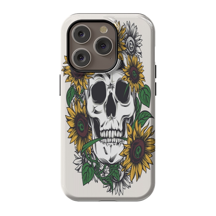 iPhone 14 Pro StrongFit Skull Sunflower by Joanna Vog