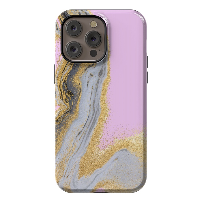iPhone 14 Pro max StrongFit Black and golden liquid marble texture by ArtsCase