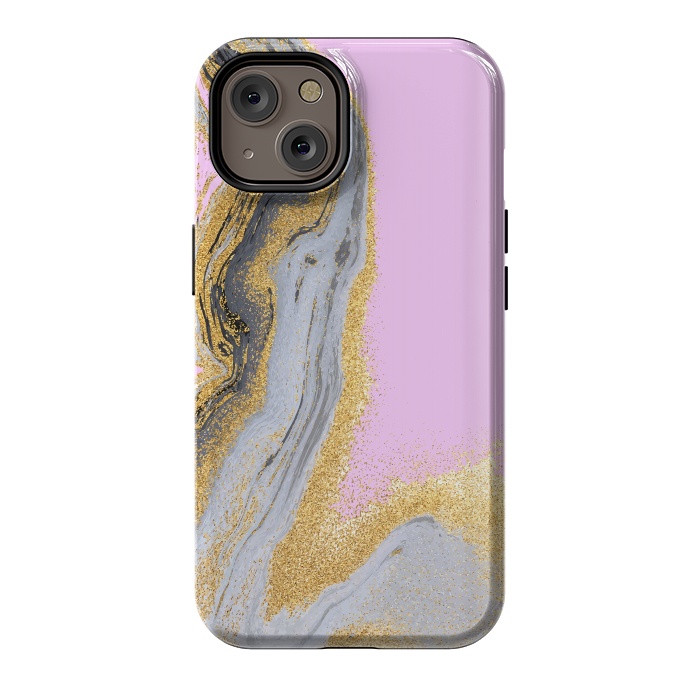 iPhone 14 StrongFit Black and golden liquid marble texture by ArtsCase