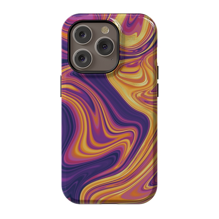 iPhone 14 Pro StrongFit Fluid marbling with Swirls by ArtsCase
