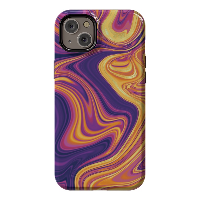 iPhone 14 Plus StrongFit Fluid marbling with Swirls by ArtsCase