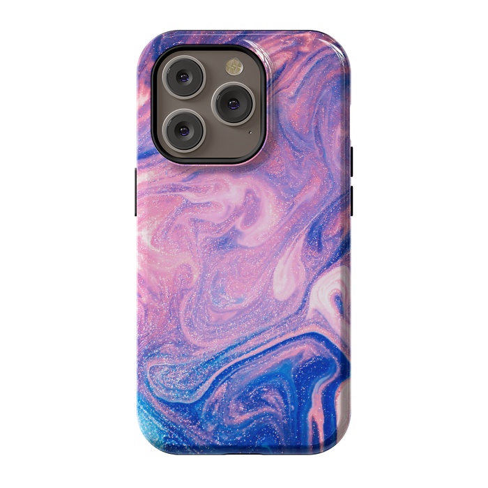 iPhone 14 Pro StrongFit Pink and Blue Marbling art by ArtsCase