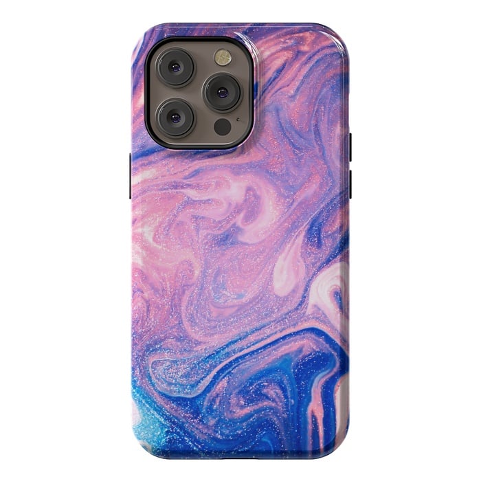 iPhone 14 Pro max StrongFit Pink and Blue Marbling art by ArtsCase