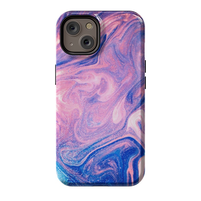 iPhone 14 StrongFit Pink and Blue Marbling art by ArtsCase