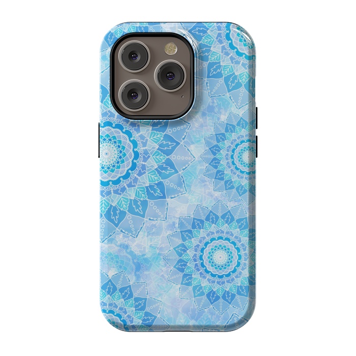 iPhone 14 Pro StrongFit Blue flower mandalas by Jms