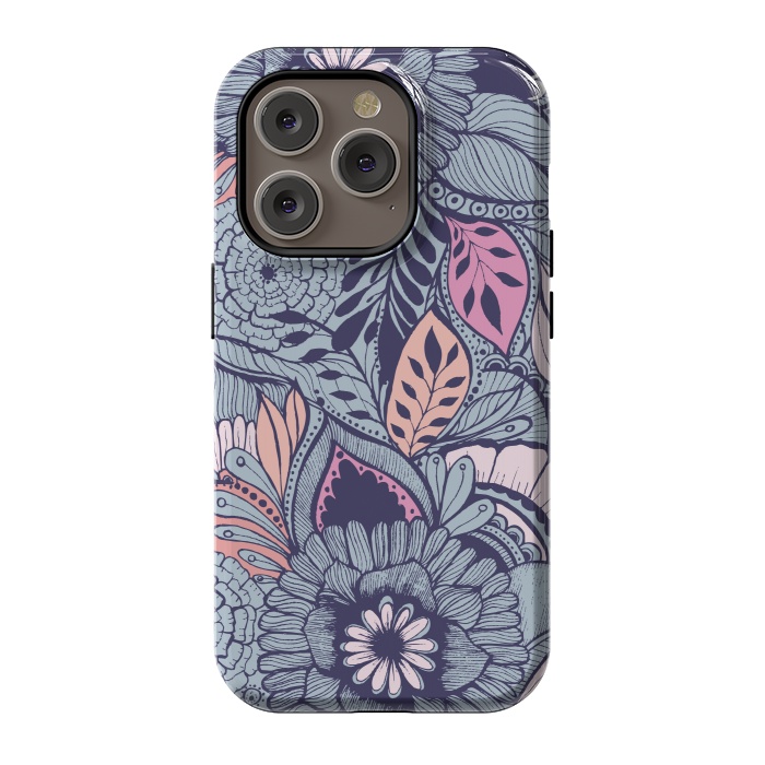 iPhone 14 Pro StrongFit Blue Floral by Rose Halsey