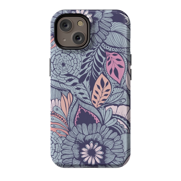 iPhone 14 StrongFit Blue Floral by Rose Halsey