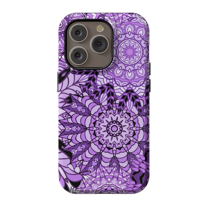 iPhone 14 Pro StrongFit Rain Of Purple Mandalas by ArtsCase