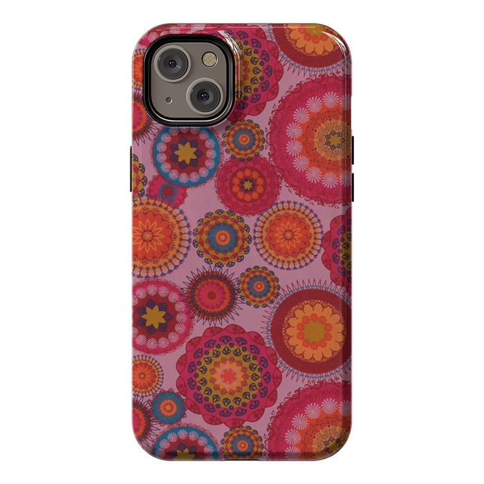 iPhone 14 Plus StrongFit scattered mosaics in magenta by ArtsCase