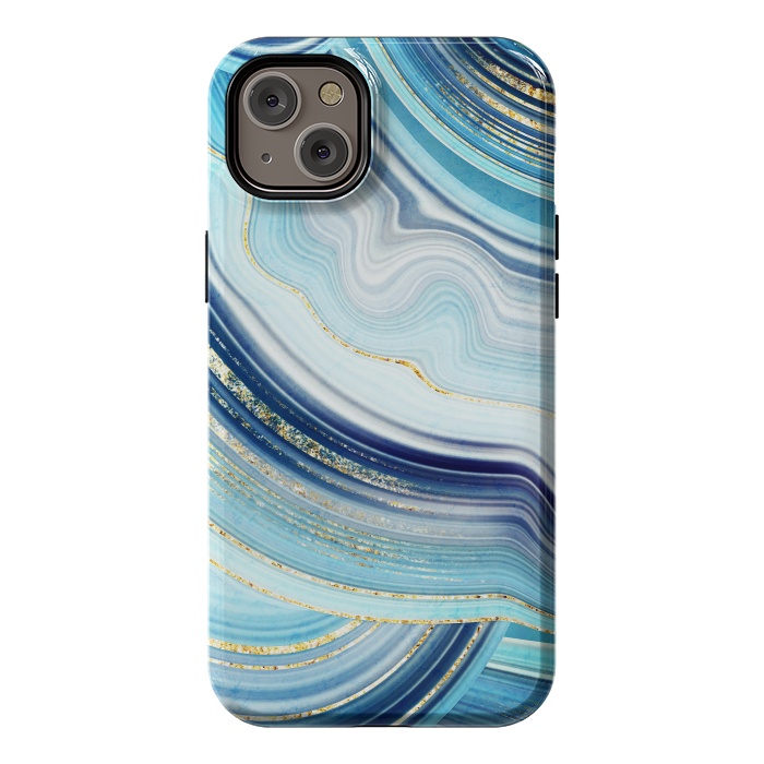 iPhone 14 Plus StrongFit Marble Design with gold veins, painted artificial marbled by ArtsCase