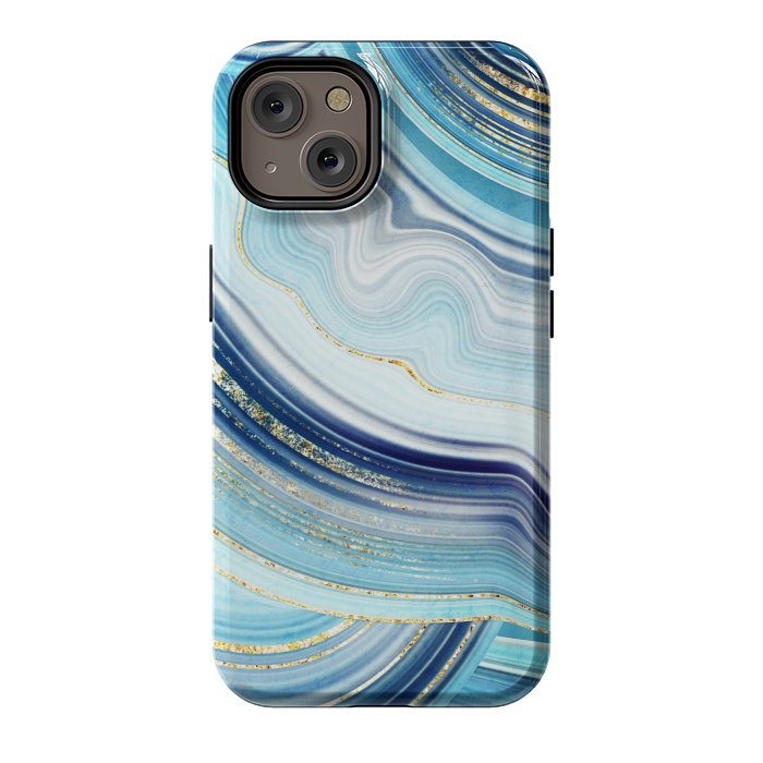 iPhone 14 StrongFit Marble Design with gold veins, painted artificial marbled by ArtsCase