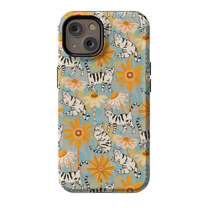 iPhone 14 StrongFit Daisy Cats - Baby Blue  by Tigatiga