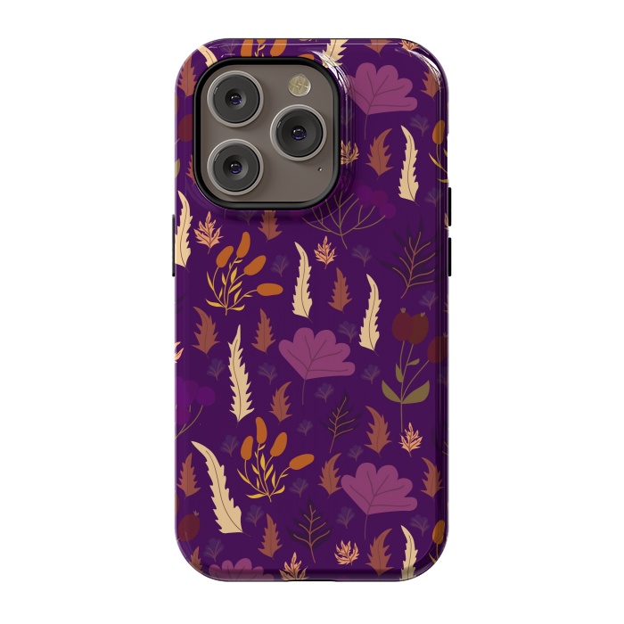 iPhone 14 Pro StrongFit purple autumn flowers fall from the sky by ArtsCase