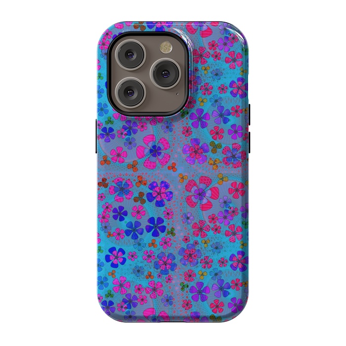 iPhone 14 Pro StrongFit psychedelic flowers in summer by ArtsCase