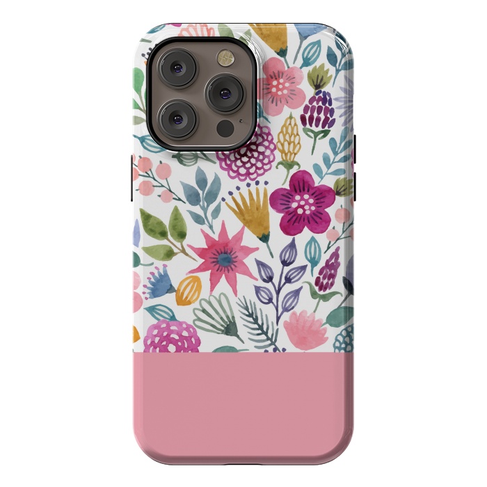 iPhone 14 Pro max StrongFit watercolor flowers for summer by ArtsCase