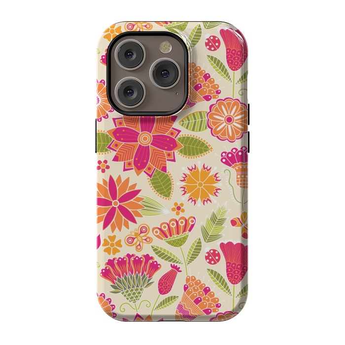 iPhone 14 Pro StrongFit geometric colored flowers by ArtsCase