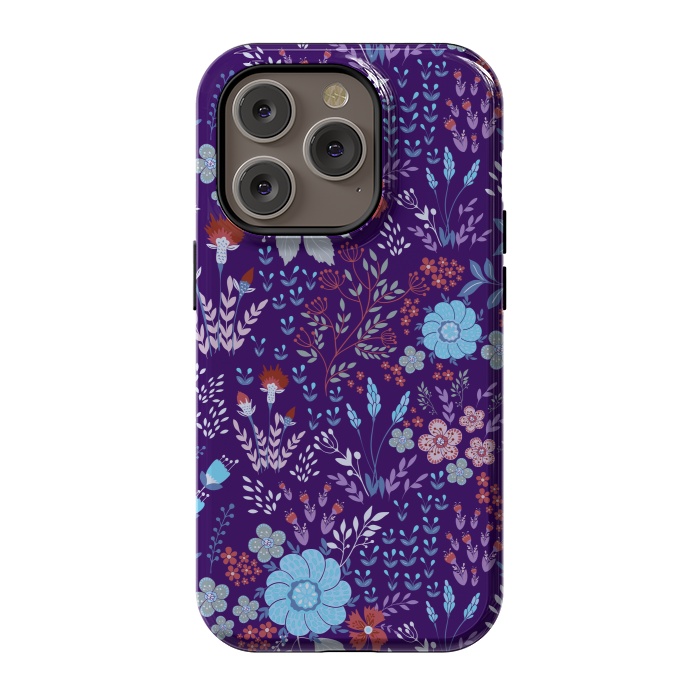 iPhone 14 Pro StrongFit tiny flowers in cold colors by ArtsCase