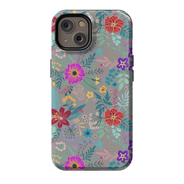 iPhone 14 StrongFit flower patterns on gray background by ArtsCase