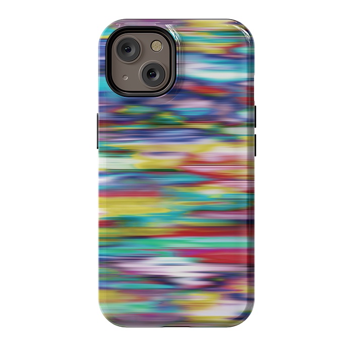 iPhone 14 StrongFit Ikat Blurred Stripes Multicolor by Ninola Design