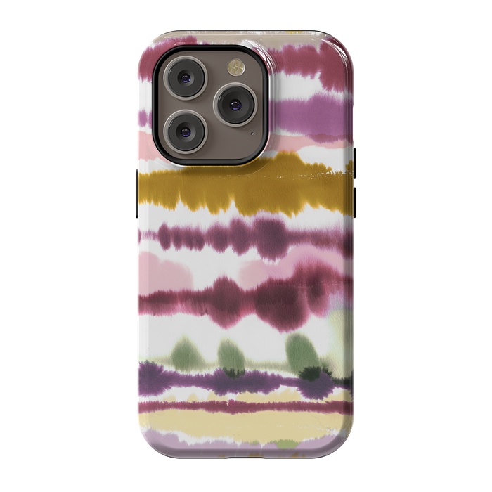 iPhone 14 Pro StrongFit Soft Watercolor Lines Gold by Ninola Design
