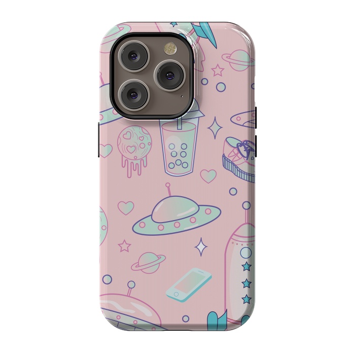 iPhone 14 Pro StrongFit Galaxy space babe pastel goth kawaii pattern by Luna Elizabeth Art