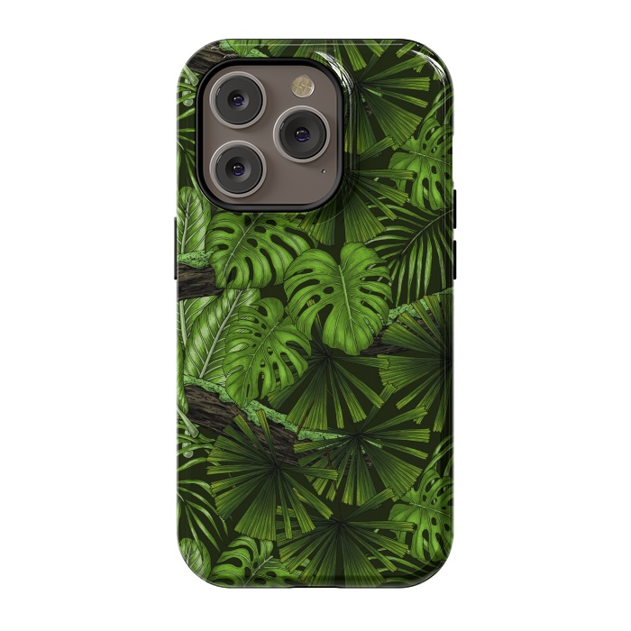 iPhone 14 Pro StrongFit Jungle leaves by Katerina Kirilova