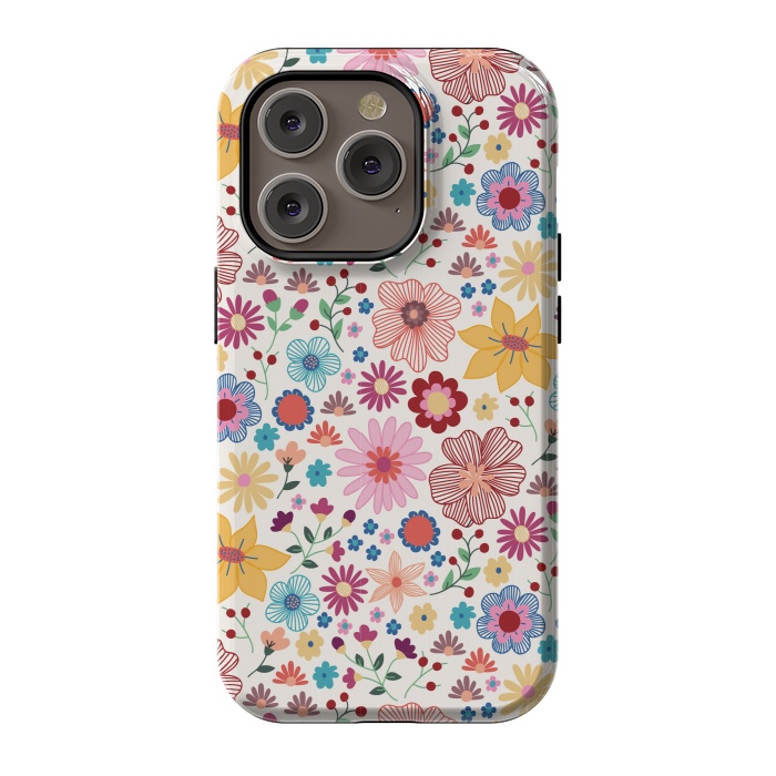 iPhone 14 Pro StrongFit Springtime Wild Bloom by TracyLucy Designs
