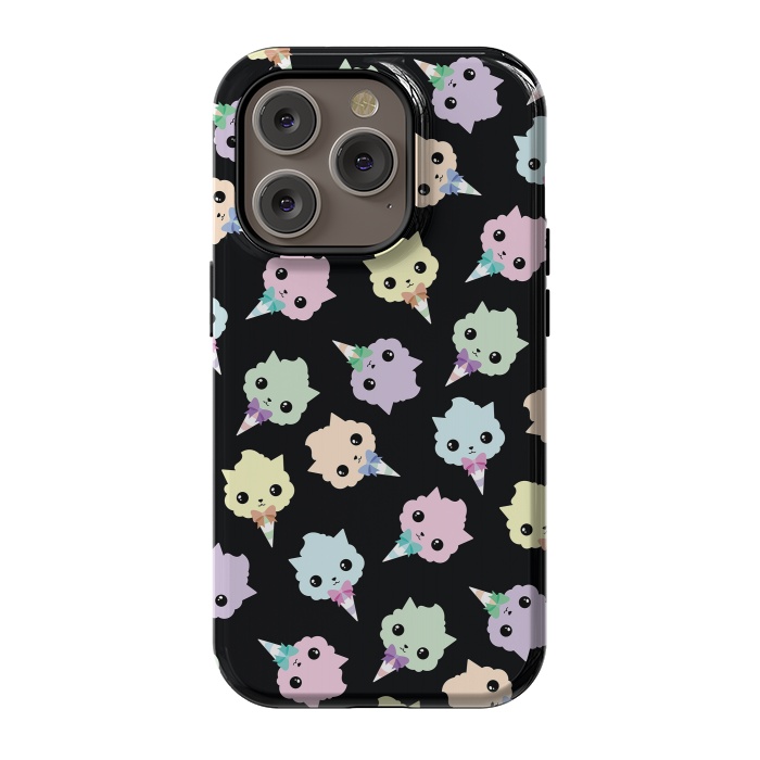 iPhone 14 Pro StrongFit Cotton candy cat pattern by Laura Nagel