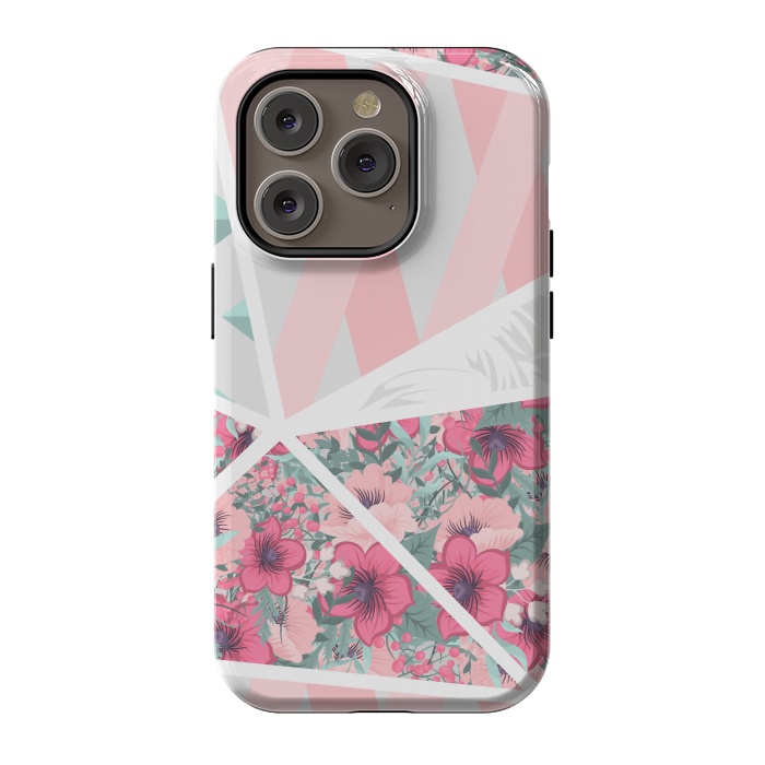 iPhone 14 Pro StrongFit PINK PATCHWORK FLORAL by MALLIKA