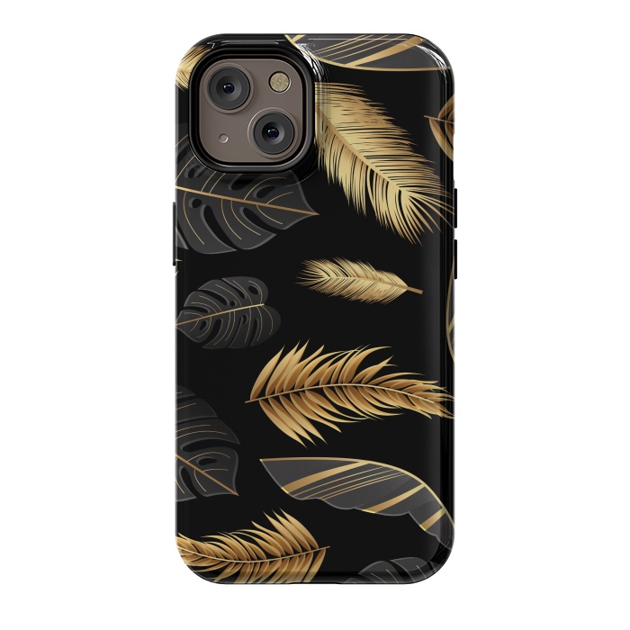 iPhone 14 StrongFit BLACK GOLDEN FEATHERS by MALLIKA