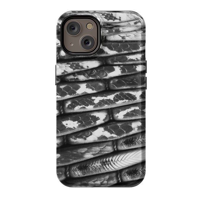 iPhone 14 StrongFit Black and white snake skin pattern by Oana 