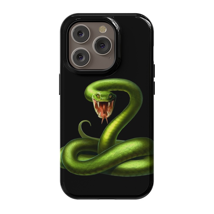 iPhone 14 Pro StrongFit green snake by haroulita