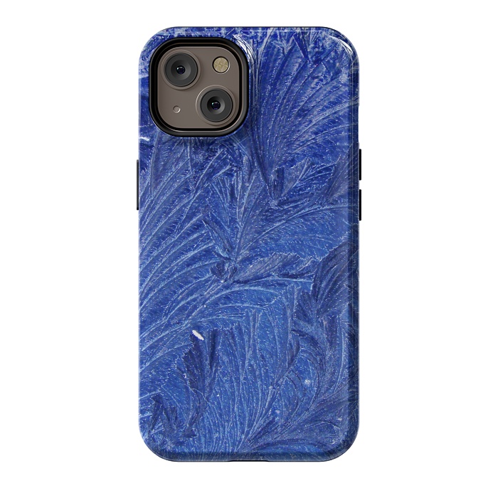 iPhone 14 StrongFit blue shaded leaves by MALLIKA
