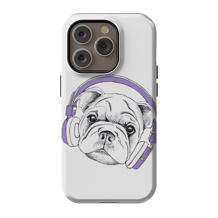 iPhone 14 Pro StrongFit french bulldog listening music by haroulita