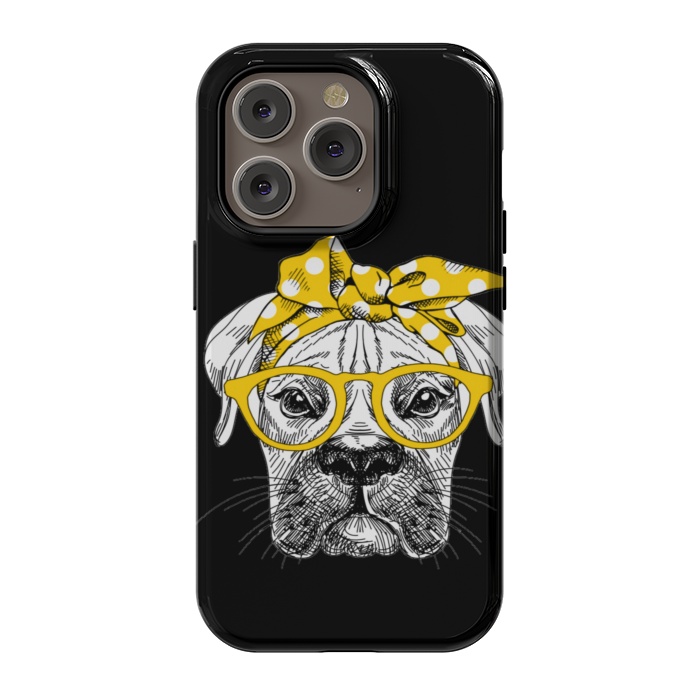 iPhone 14 Pro StrongFit cute dog with glasses by haroulita