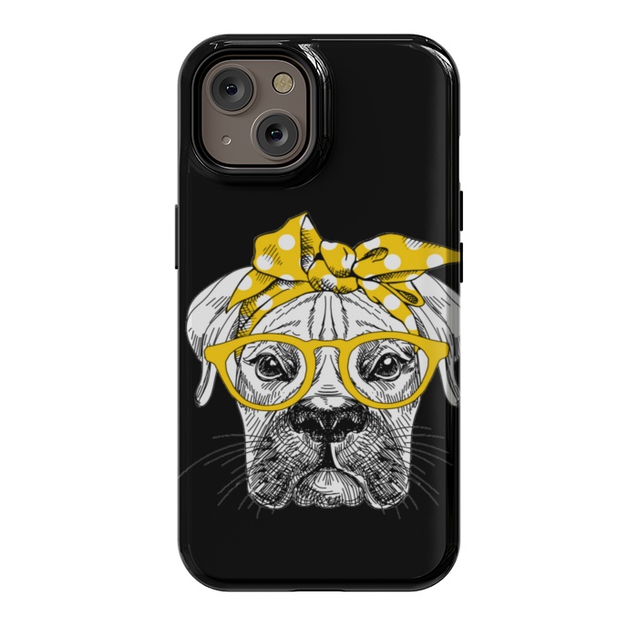 iPhone 14 StrongFit cute dog with glasses by haroulita