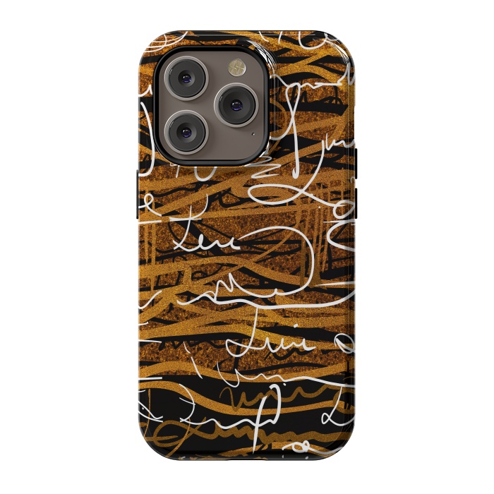 iPhone 14 Pro StrongFit Gold text writing abstract art case by Josie